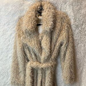 Fuzzy Tan Faux Fur Coat